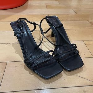 Nasty Gal black strappy kitten heels